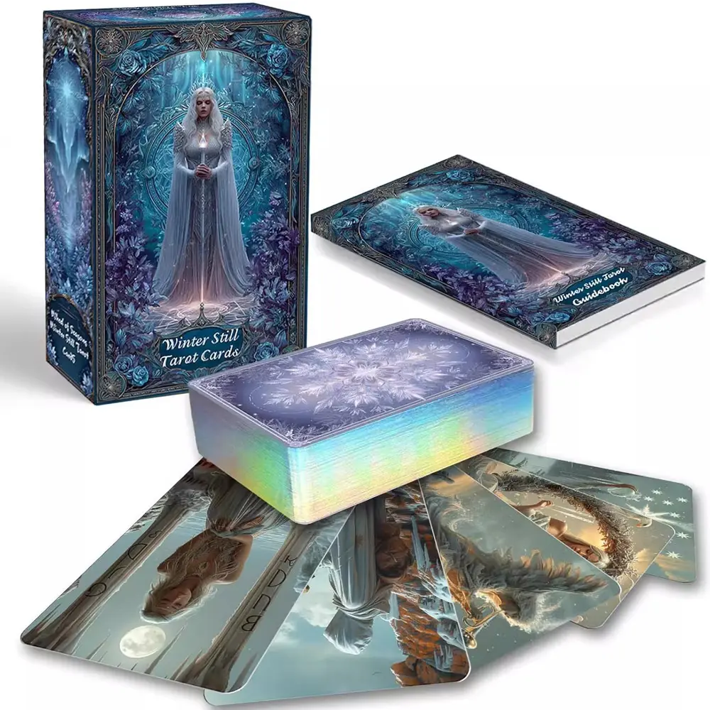 Beginner Tarot Cards Set with Paper Guidebook, Winter Still Tarot Deck, 80 Oracle and Tarot Cards, Gilded Edges, Spiritual Guidance Symbolism Spreads Card Games, Daily Readings, Premium Quality