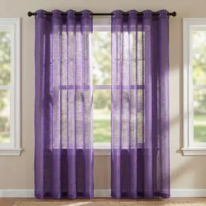 Window Wear 2 Panels 52X84Inch Stylish Design Fancy Slub Bamboo Yarn Semi Sheer Curtains Perfect For Specific Size Needs Home Textile L12