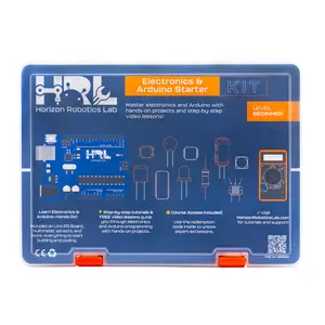 Horizon Uno Electronics Starter Kit - Arduino Compatible Board, USB Cable, Breadboard, Jumper Wires, Sensors, Outputs, Displays, & More for Beginner Projects