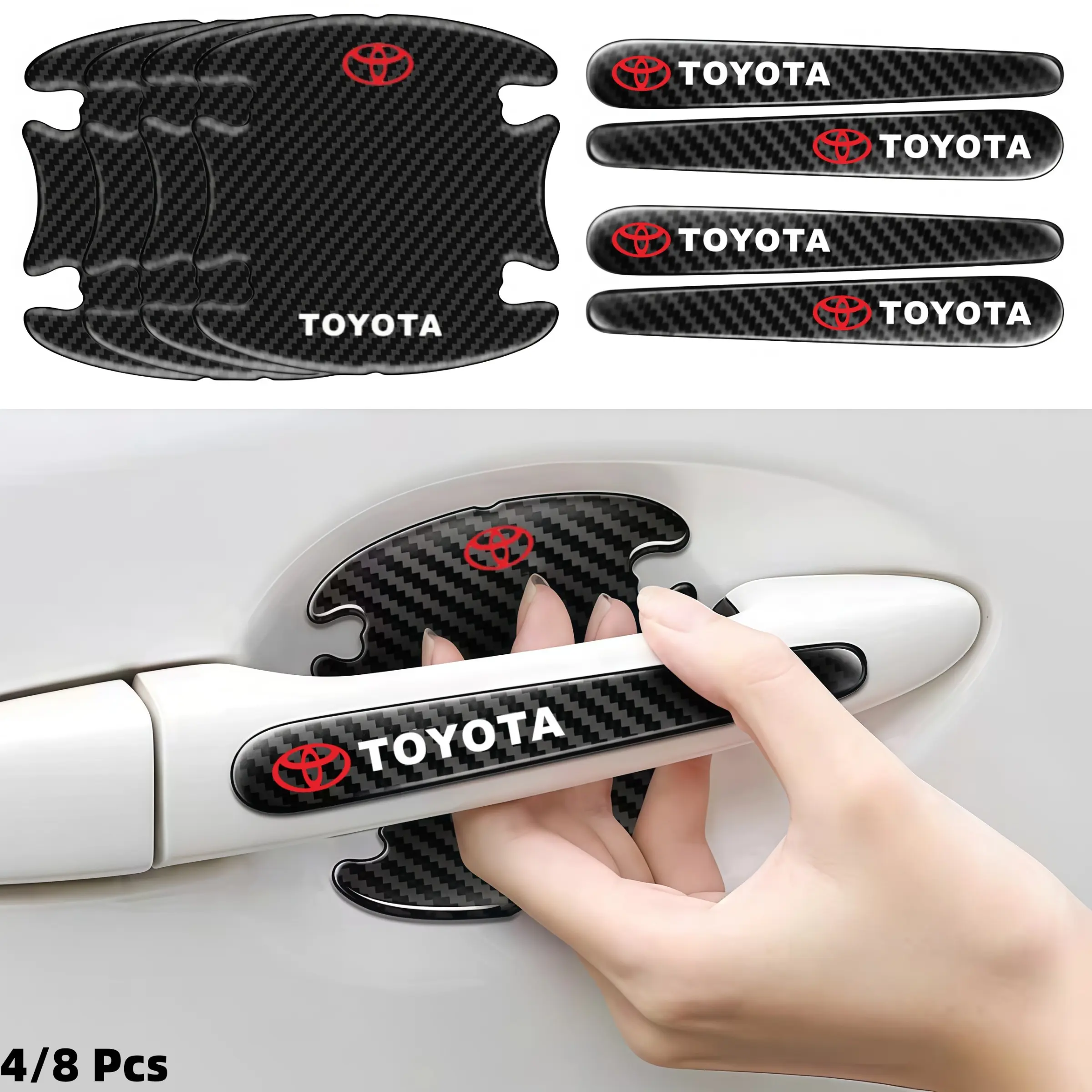 4/8 Pcs Car Door Handle Scratch Guard Stickers, Paint Protection Decals for Toyota Models, Automotive Accessories, Anti-Scratch Decorative Stickers, Decals For Vehicles