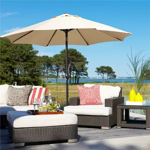 Yaheetech 7.5/9/10/11FT Patio Umbrella , 6/8 Ribs Outdoor Umbrella Patio Yard Market Table Umbrella with Push Button Tilt & Crank for Garden/Beach/Lawn/Deck/Backyard/Pool