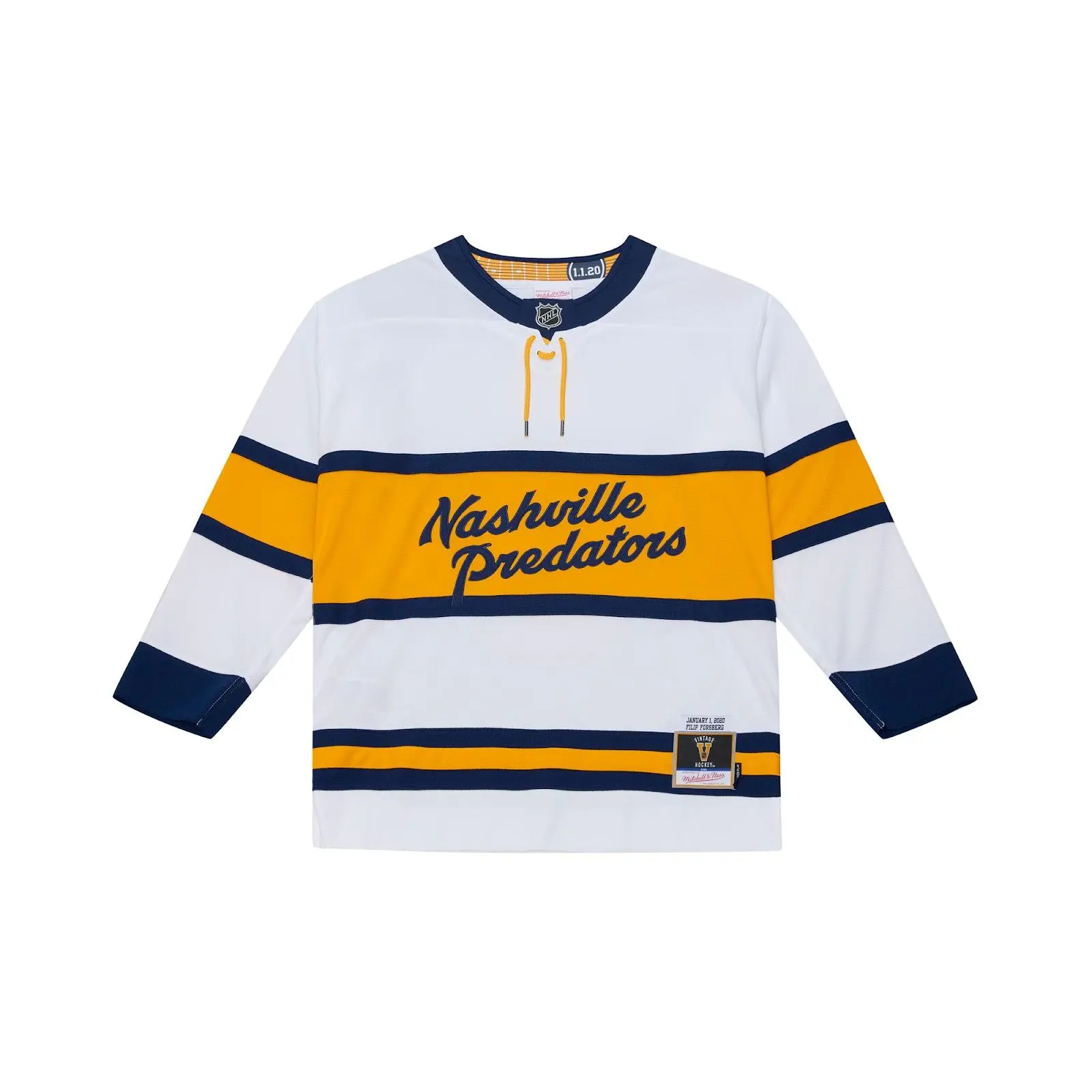 Filip Forsberg Nashville Predators 2020 White Winter Classic Power Play Jersey NHL Throwback Hockey Fan Gear Mitchell & Ness