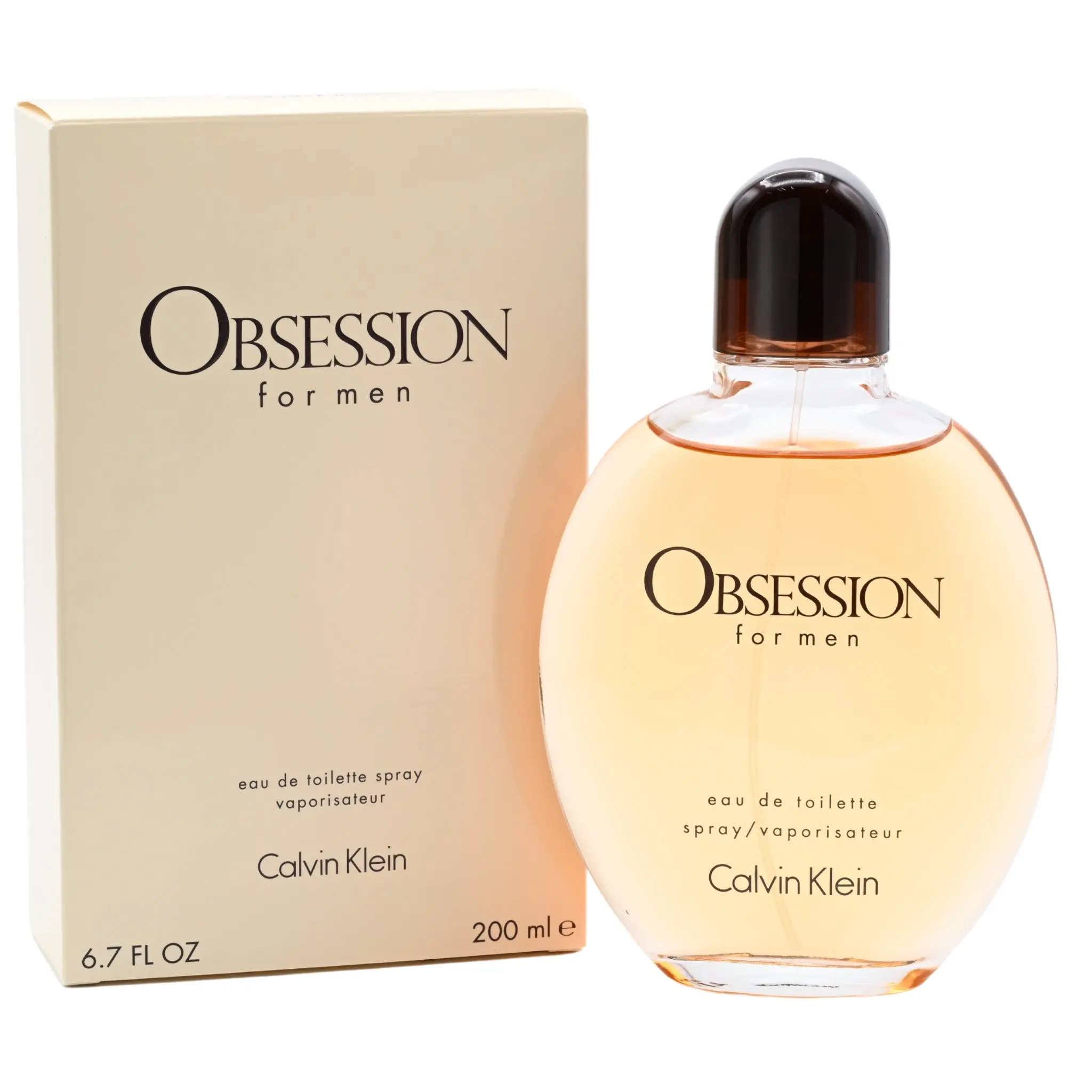 Calvin Klein OBSESSION for Men Eau de Toilette Spray - Intense Scent Woody Citrus Amber Fragrance, Contains Both Lemon & Amber Notes, Cedarwood Men's Cologne, 6.7 fl oz