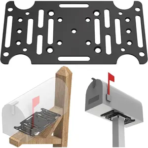 4mm Thick Black Steel Mailbox Mounting Bracket, Post Bottom Mount, Fits Most Sizes, Includes Mounting Hardware