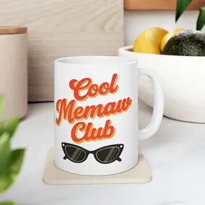 11oz Glossy Ceramic Memaw Club Mug - Coffee, Ceramic, Character Design, Cute Novelty, Colorful Mugs, Washable Stylish Gradient Drinkware, Retro Memaw Gift, Coffee Mugs