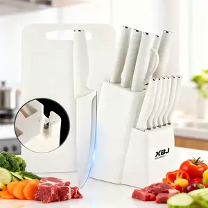 German Crafted 15-Piece Knife Block Set with Built-in Sharpener | High-Carbon Stainless Steel Kitchen Knives | Dishwasher Safe & Gift Ready Utensils Kitchenware knife set Storage