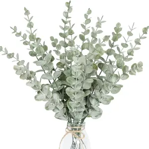 18 Piece Artificial Eucalyptus Stems, Decorative Fake Greenery Flowers Decorations for Home Office Wedding Christmas Table Centerpiece, Durable Plastic Plants Ornaments, Indoor Plants Decor