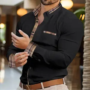 2025 Fashion Men's Business Lapel Office Casual Outdoor Street Men's Shirt Soft and Comfortable Men's Vintage Tops