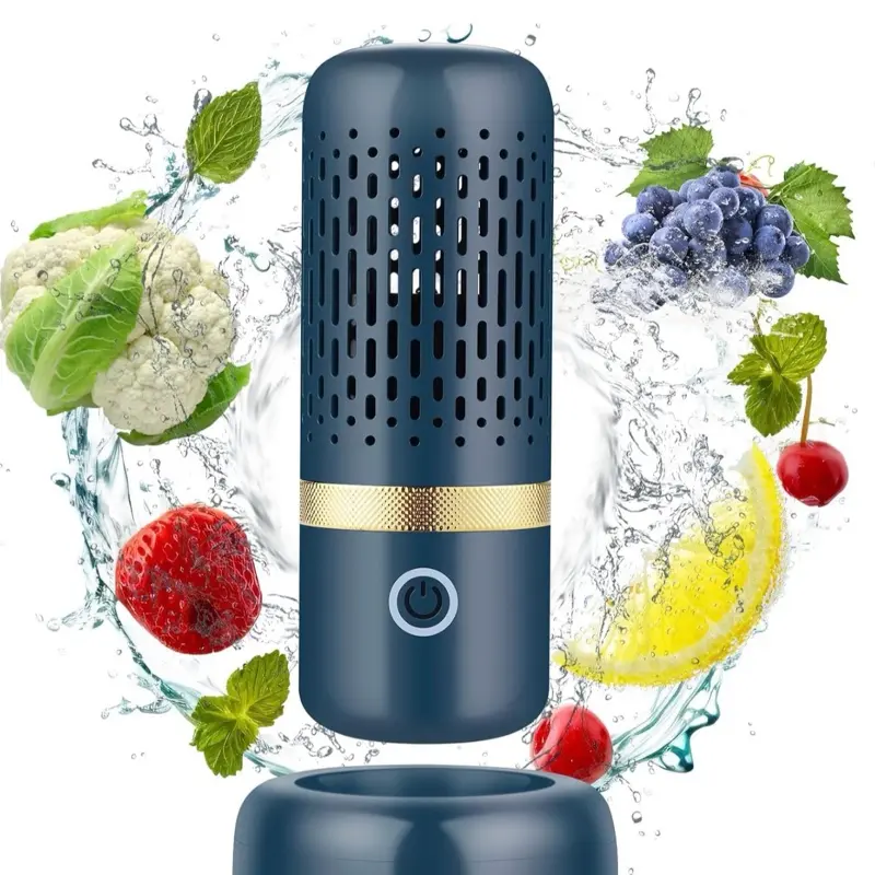 Produce Cleaner & Vegetable Cleaner with Oh-Ion Technology, Wireless Rechargeable Food Washer for Fruits, Veggies, Rice & Utensils, Ipx7 Waterproof 10-Min Automatic Cleaning for Kitchen (Blue)