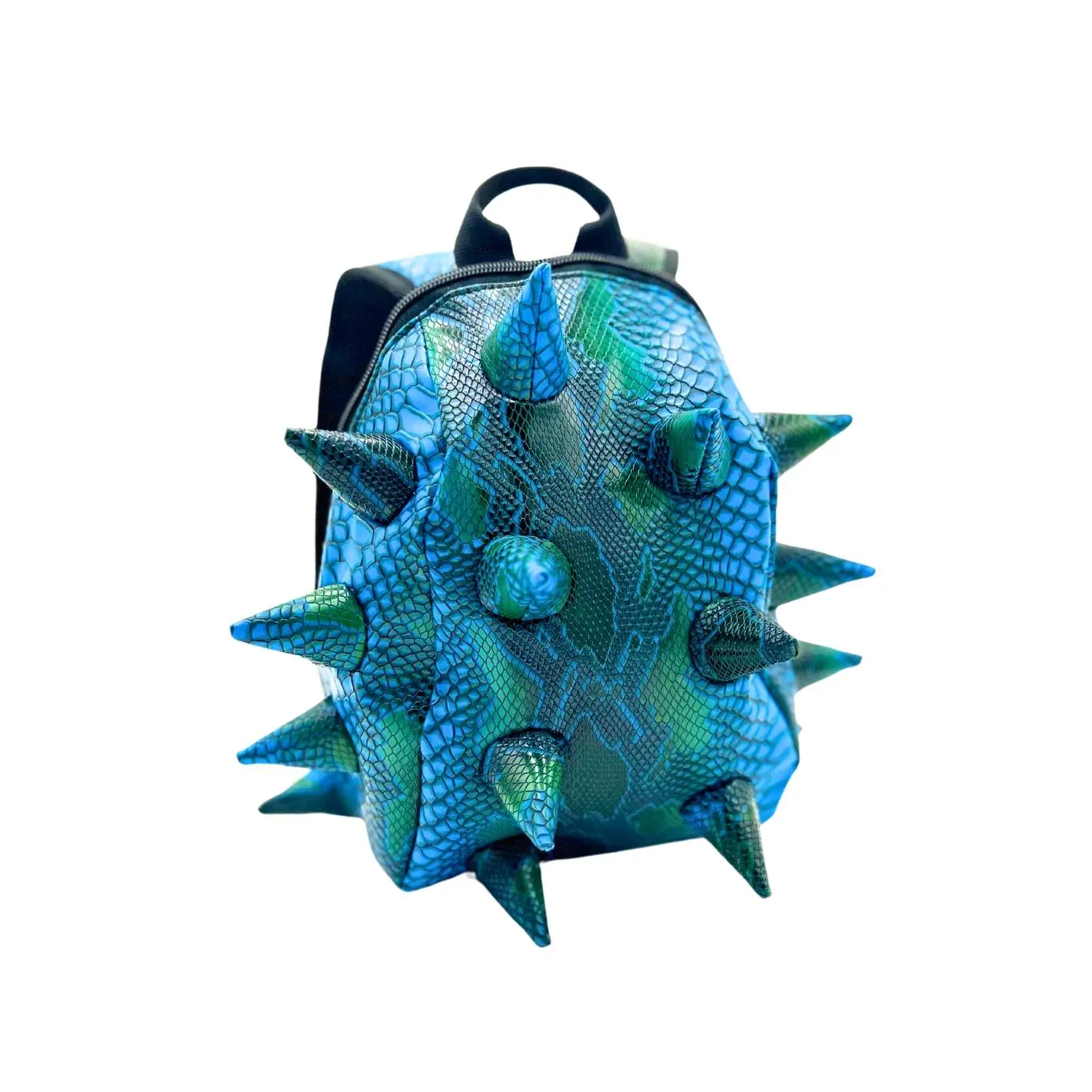Blue Mamba Mini Backpack - Compact, Easy Everyday Carry - Fun and Funky Spike Design with Slip Pocket, Adjustable Straps and Two Interior Pockets