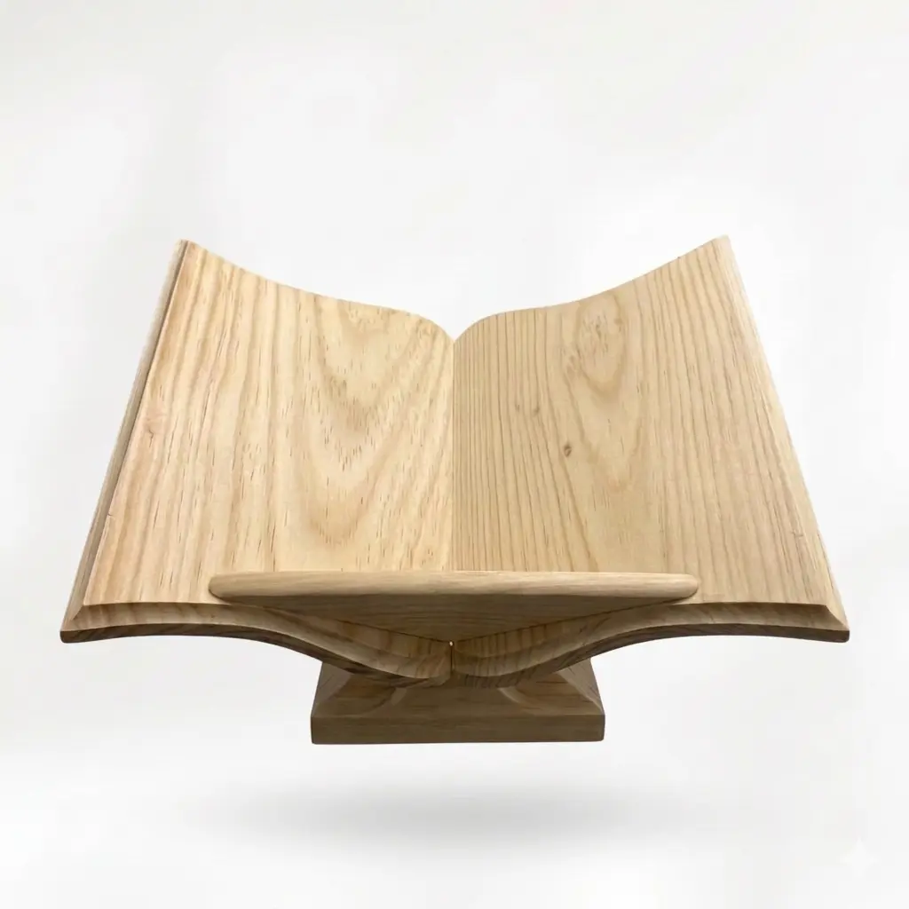 Natural Wood Christian Bible Holder Stand - 12x10in Compact Size, Cross Motif Christianity Religious Decor, Indoor Display, Personal Home Use Gift, Bedroom