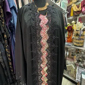 Black Abaya with Lace All Over Elegant Design for Special Occasions