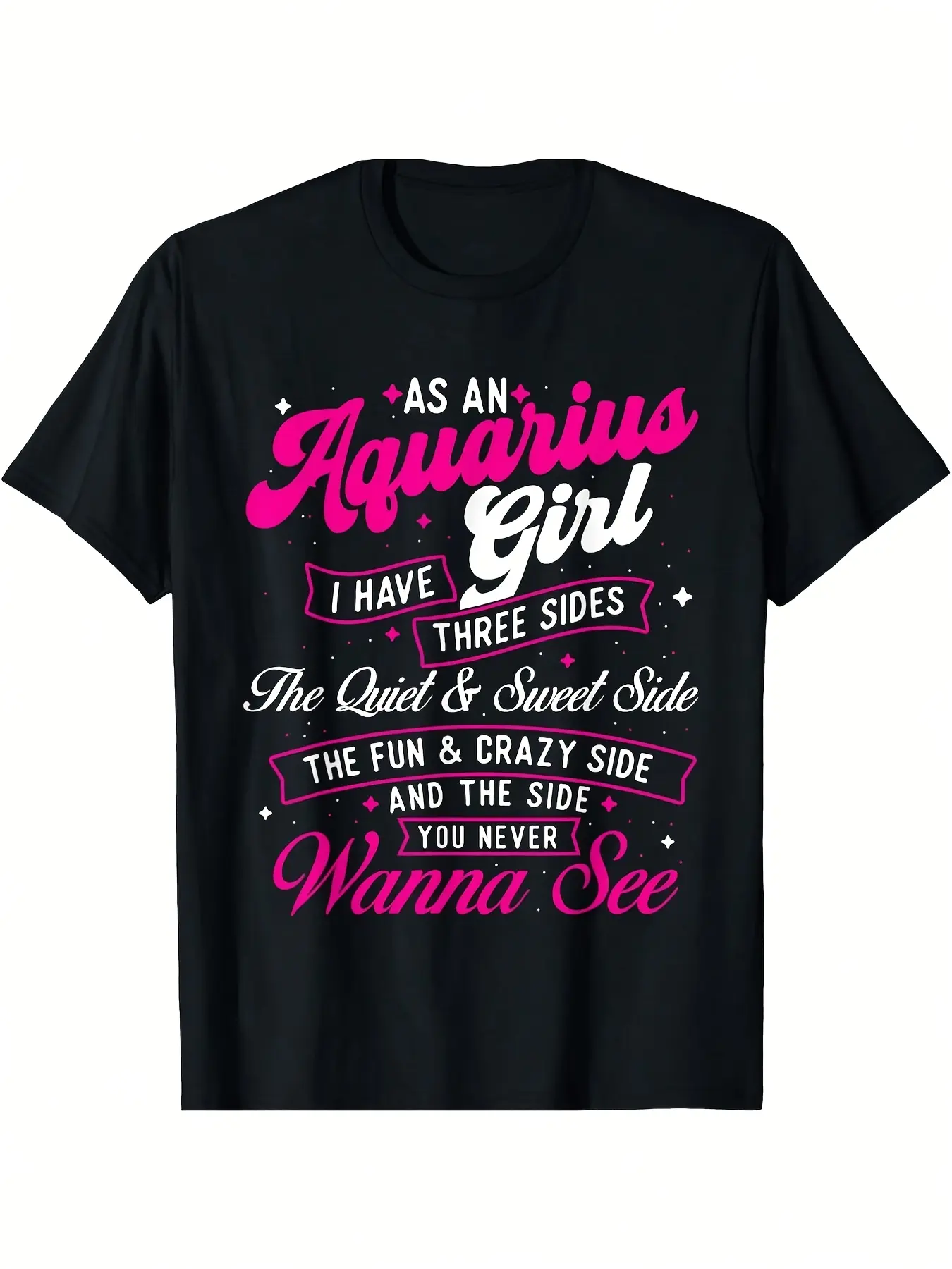 Aquarius Girl Zodiac Sign T Shirt Soft, Crew Neck, unisex soft cotton short sleeve t shirt, vintage graphic casual tee for men women teens, perfect birthday holiday gift for camping travel gym daily street casual wear