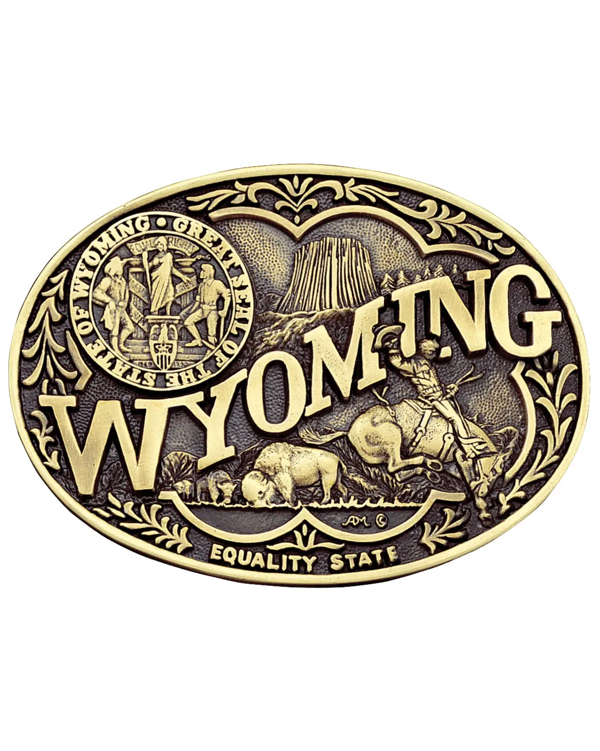 Montana Silversmiths Unisex Wyoming State Heritage Attitude Belt Buckle - 60811Wyc