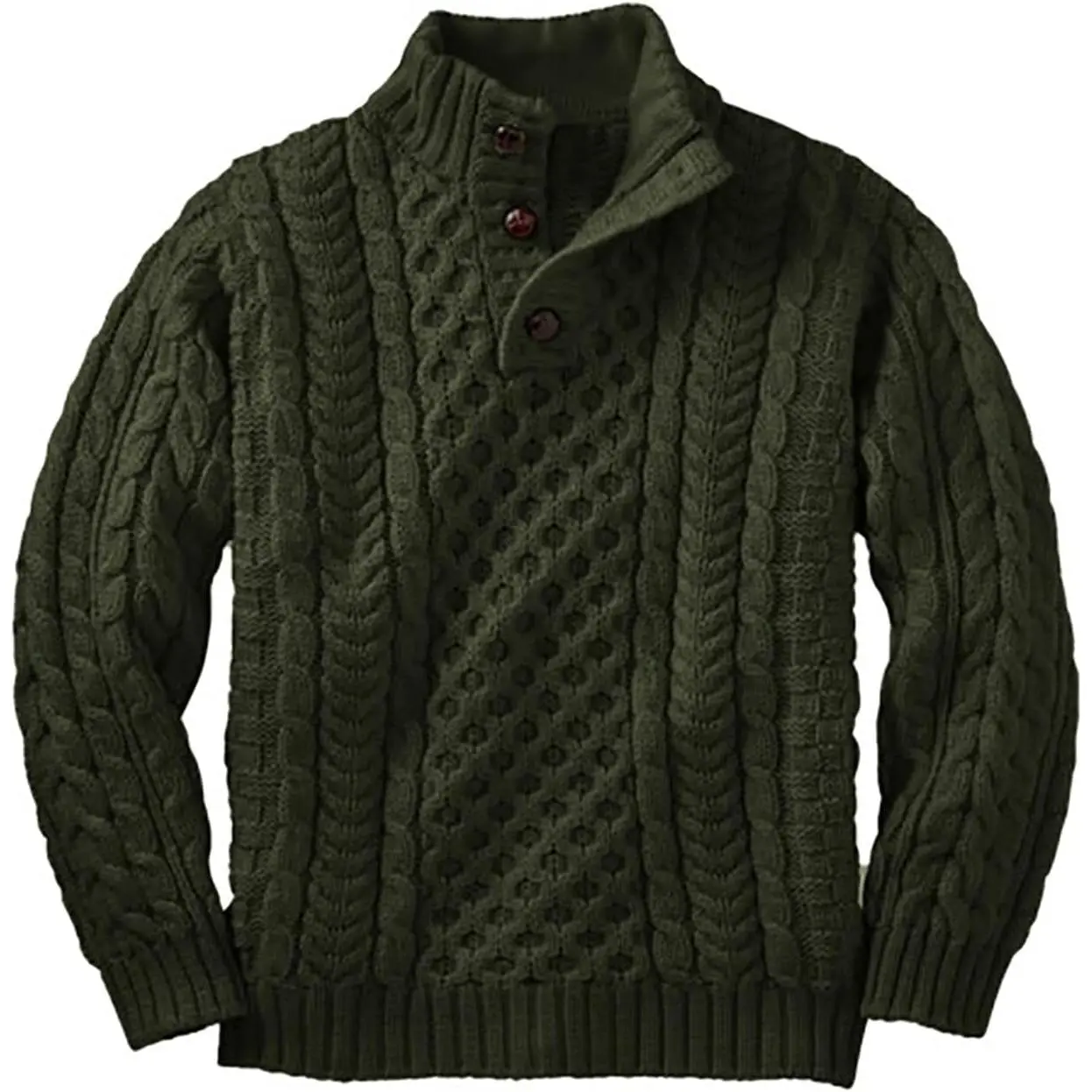 Boys' Mock Neck Cable Knitted Pullover Sweater - Long Sleeves, Anti-Pilling, Easy to Layer Under Jackets or Coats, Ideal for Family Outings