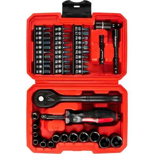 48 count 1/4 Inch Mini Socket Ratchet Wrench Set, Metric Shallow Socket (4-14mm) 6-Point,with 72  Mini Ratcheting Wrench,  Bit Set, Universal Joints and 3 Inch Extensions