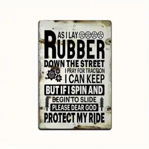 Vintage Racing Prayer Aluminum Sign Heavy-Duty Garage Decor For Man Cave Auto Shop Wall Art Rustic Finish Room Decor Home Decor Car Enthusiast Vintage Garage Signs