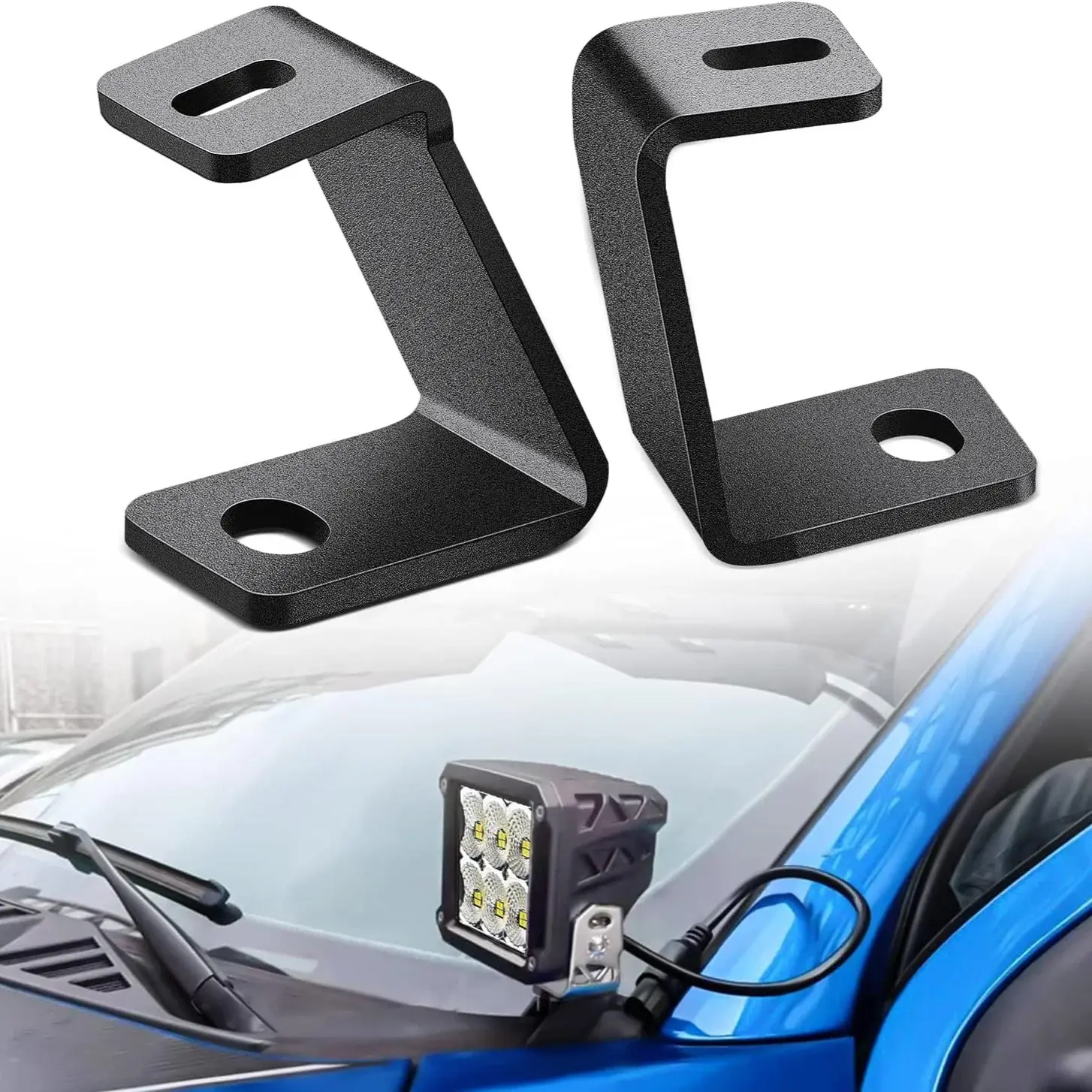 Nilight Matte Black Front A-Pillar Ditch Light Hood Mounts - Brightening Stable Car LED Lights, Cars Accessories for 2015-2023 Ford F150, 2017-2023 Ford F150 Raptor Offroad Lighting System