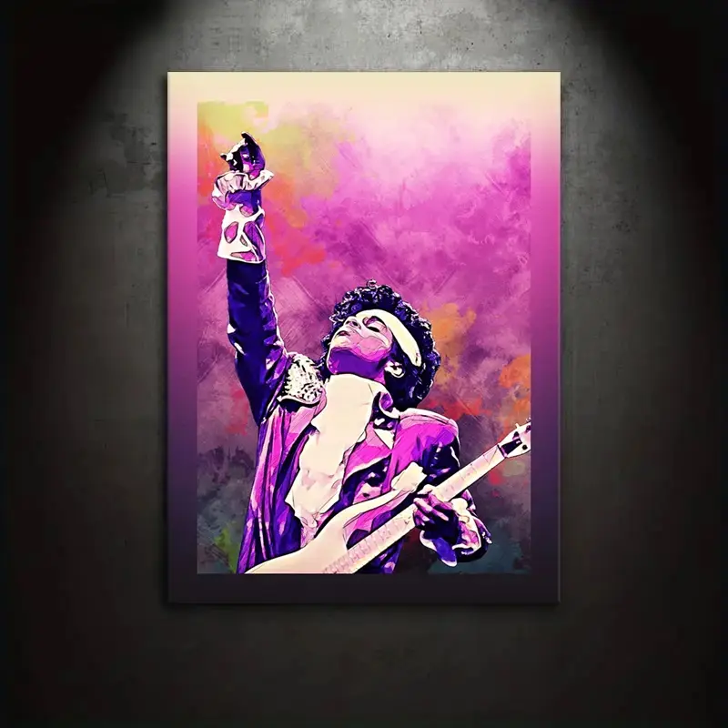 1 Set Canvas Painting Print Poster, Classic Retro Abstract Portrait Expressionism Pop Art, Purple Rain Singer Prince, Gift for Music Lover, Bedroom, Office, Living Room, Mural, Modern Home Decor
