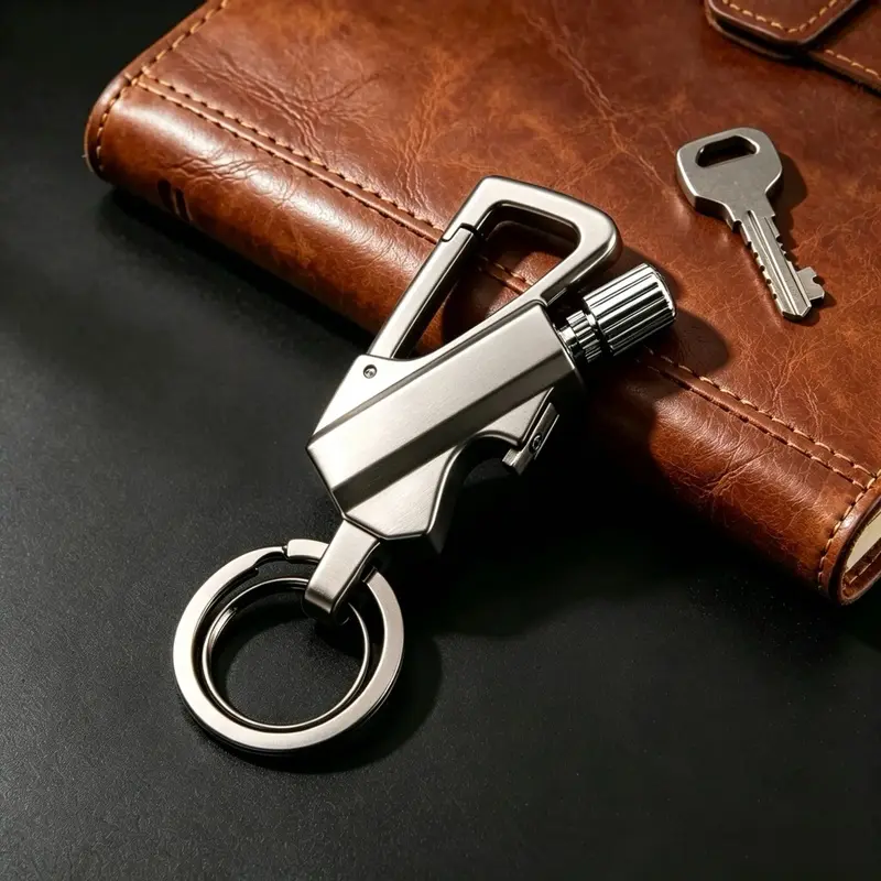 Heavy-Duty Metal Keychain for Men, Waterproof Multi-Tool with Bottle Opener & Dual Clip, Cool Accessory for Outdoors & Camping, Great Father's Day Gifts, Gifts For Boyfriend