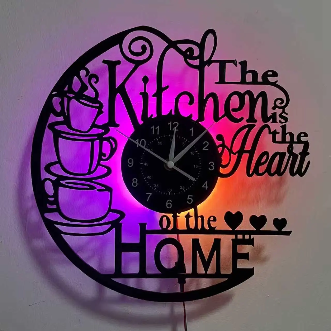 Silent Vinyl Record Wall Clock, Decorative Clock, Clocks for Living Room, Living Room Decor, Home Decoration, Kitchen, Office, Cafe Hanging LED Clock, Christmas Gift, Home Goods