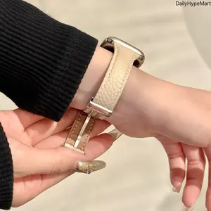 Genuine Leather Magnetic Band for Apple Watch 11/10/9/8/7/SE, Slim Women Strap Summer