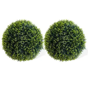 GARVEE Topiary Ball  2 Pcs, Artificial Cedar Topiary Balls Garden Spheres Decorative Balls for Outdoor Patio Garden and Indoor, Wedding Decoration, 19 Inch