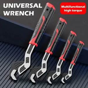 4-Piece Self-Locking Adjustable Wrench Set - 6/8/10/12 Inch Self-Adjusting Pipe Wrench, Non-Slip Grip, Chrome Vanadium Steel (Cr-V)