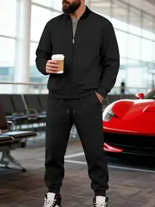 fall outfits Men's autumn and winter baseball jacket casual pants set, available in multiple colors, simple and versatile, with a coat and skinny pants in one set, suitable for both daily outings and casual wear. A relaxed look