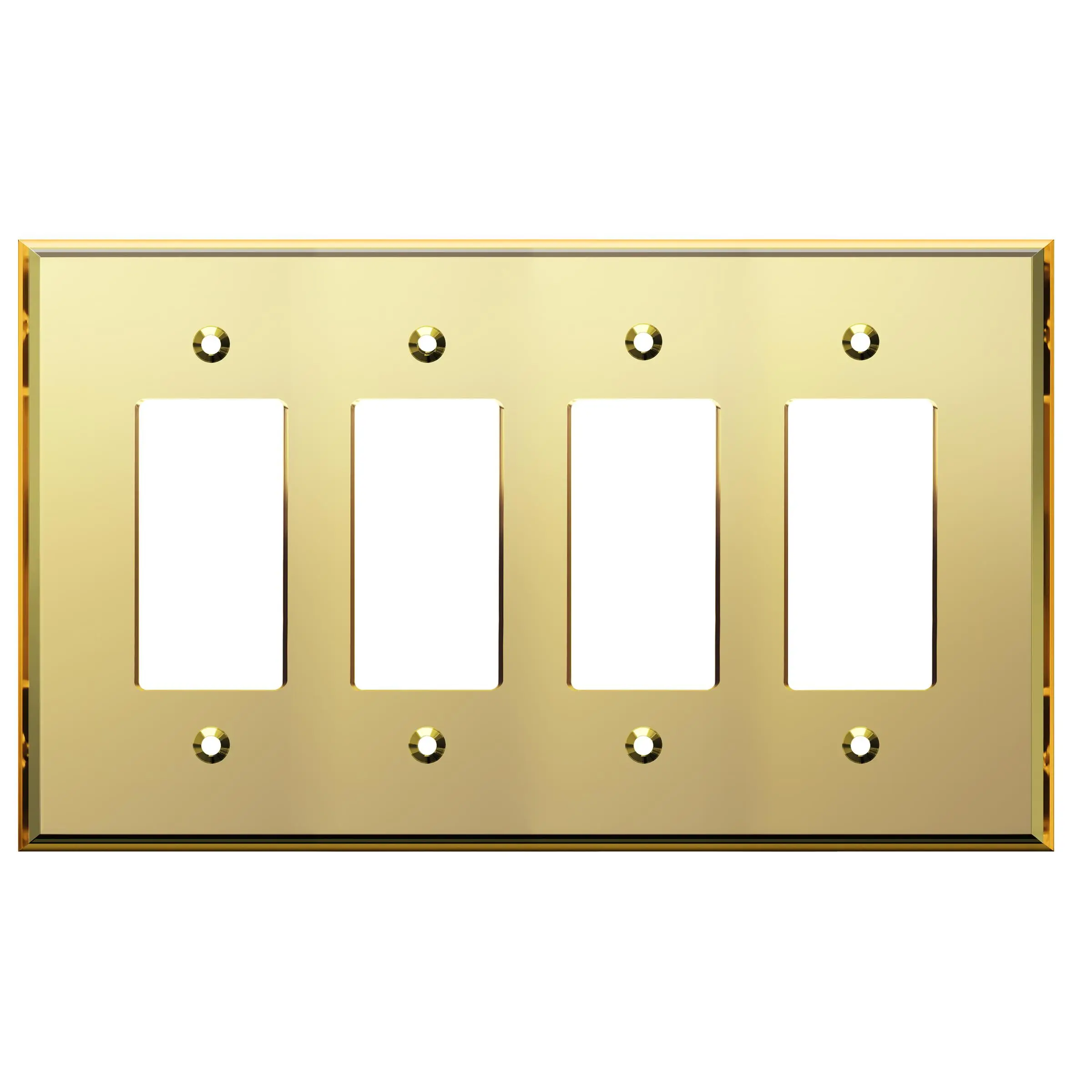 LIDER Oversized Acrylic Mirrored Decorator Wall Plate, Reflective Cover Plate for decorator switch or outlet, Plexiglass Wall Plate, 4-Gang
