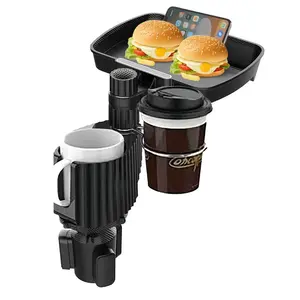 Single Slot Car Cup Holder Tray with Drink and Snack Storage, Universal Cup Holder, Plastic Multifunctional Car Organizer for Vehicle Interior Accessories, Automotive Supplies