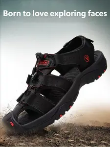 Men's All-Season Non-Slip Closed Fisherman Shoes, Arch Support Hiking Sandals, Casual Outdoor Sandals, Breathable Eva Upper, Elastic Strap, Outdoor Beach Easy Clean