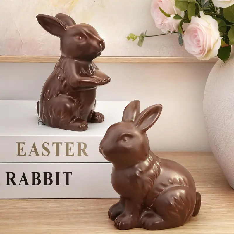 Easter Decorations - Set of 2 Ceramic Easter Bunny Figurines, Modern Easter Decorations for Home, Elegant Bunny Table Centerpiece Decor for Mantel, Shelf, Spring Home Decor 2026 new