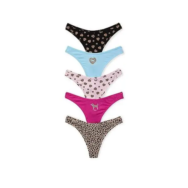 PINK 5-Pack Cotton Thong Panties