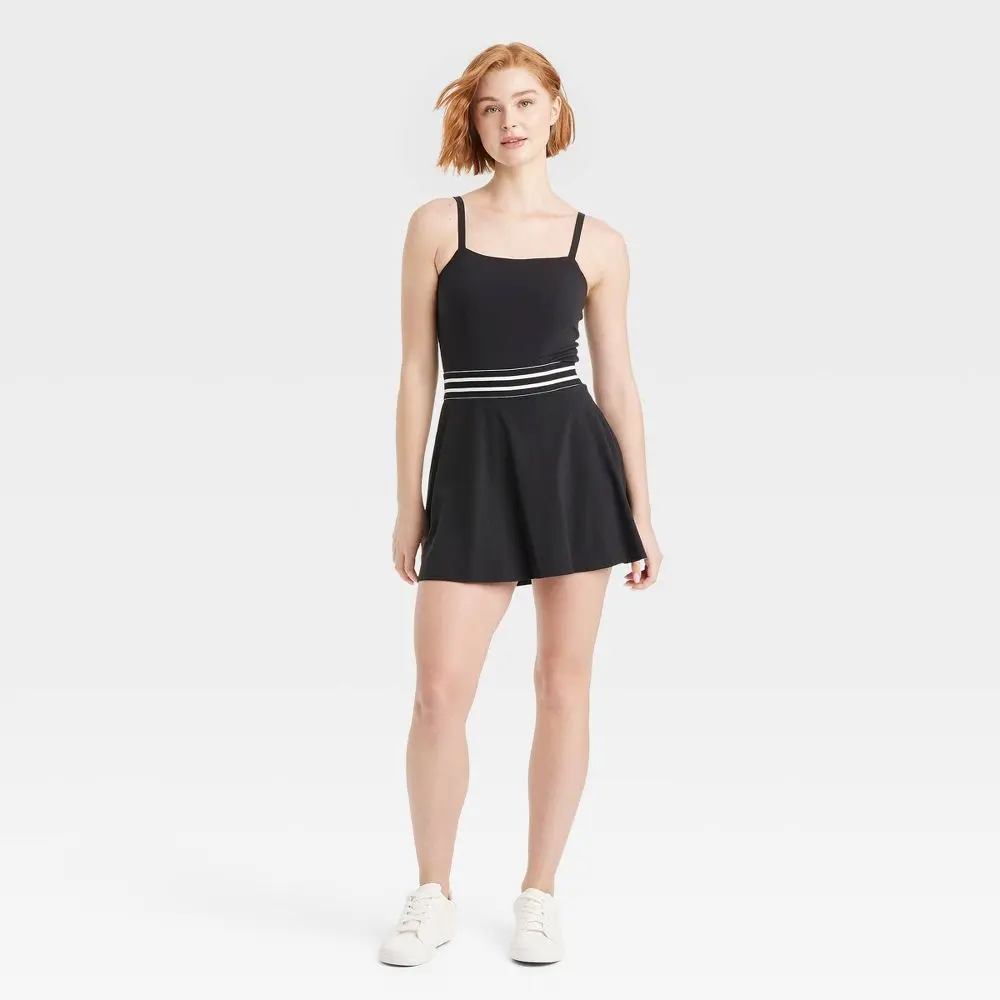 Women's Sleeveless Spandex-Nylon Knit Cami Strap Athletic Dress - Adjustable, Fit, Pocketed JoyLab Sports Garment
