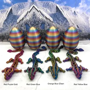 Gem Dragon with Dragon Egg, Articulated Long Horn Gem Dragon 3D Printed Dragon, Fidget Toy for Autism ADHD, Dragon Gift Idea