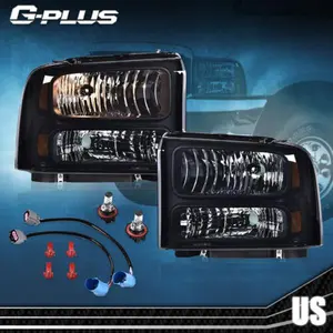 Fit For 99-04 Ford Super Duty F250 F350 Excursion Upgrade Headlights w/ Bulbs