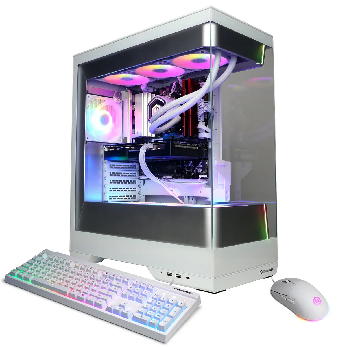 CyberPowerPC Prebuilt Gaming PC - Liquid Cooled Desktop Computer with RGB Gear, AMD Ryzen 7 9850X3D 4.7GHz, 32GB RAM, 1TB SSD, AMD Radeon RX 9060 XT 16GB, Windows 11 Home, White