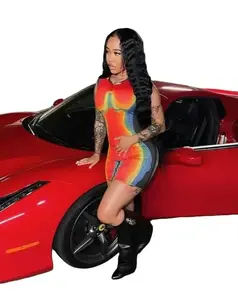 Womens rainbow body fitting dress