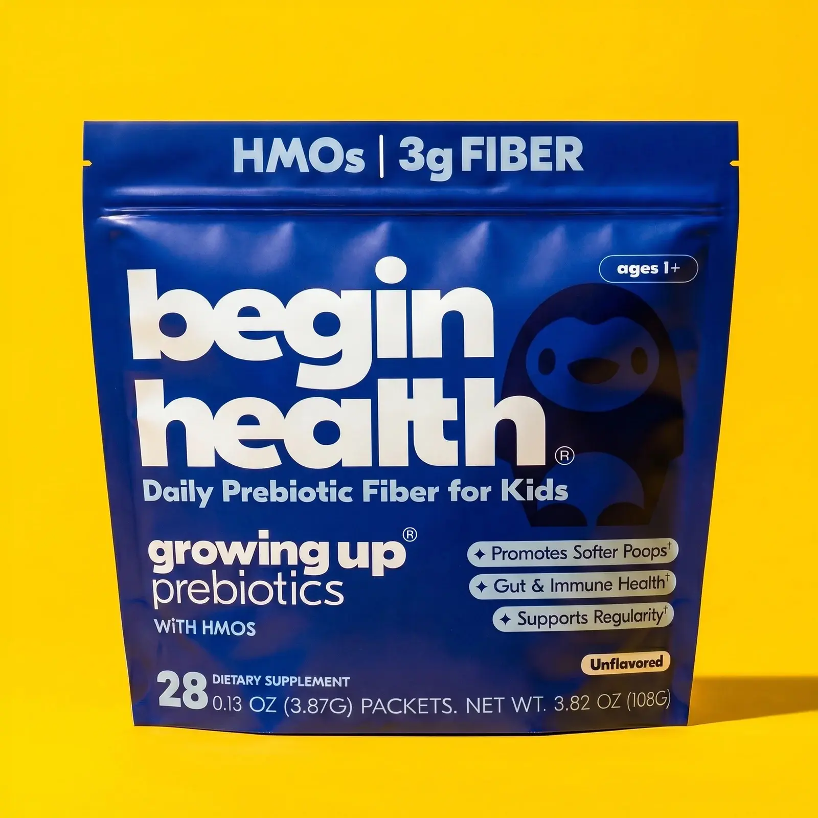 Begin Health Daily Growing Up Prebiotics for Kids Ages 4+ | Gut Health Support & Smooth Pooping | Unflavored, Strawberry Creamsicle, Banana Fudgesicle | 56 Servings