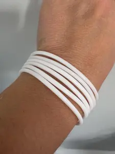 Silicone Jelly  Bracelet -White- Stackable - set of 6 - size 7"