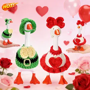 Valentine's & St. Patrick's Day 7-inch Desk Goose Outfits - Knitted Crochet Costumes for Magnetic Goose Statues - Festive Holiday Decor