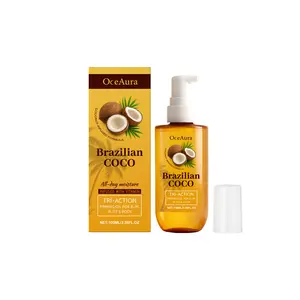 Coconut Body Moisturizing Oil Hydrating Smoothing and Stretch Mark Appearance Diminishing for Postpartum Belly and Hips