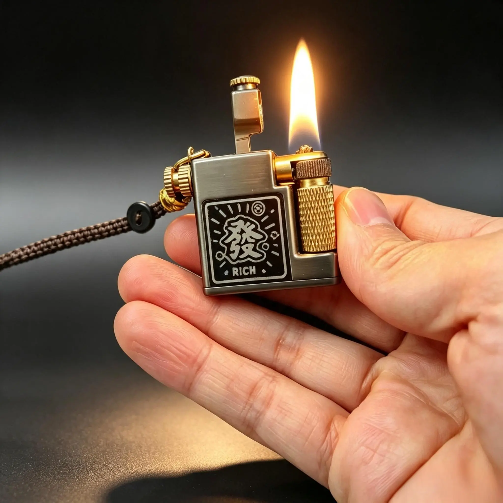 2026 TikTok Trending Hanging Metal Glow-In-Dark Mini Vintage Grinding Wheel Trench Lighter, Lightweight Adult EDC Pocket Gear, Unique Collector Item, Unique Gifts for Boyfriend, Luxury Gift Box, Fuel Not Included, Car Interior Decoration Accessory
