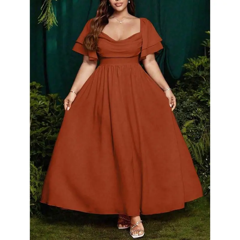 strapless open back dress Black One-shoulder Western Party Wear Dress For Plus Size Women main image 0