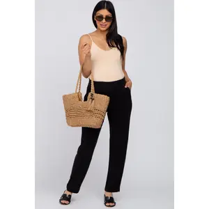 Black Linen Maternity Pants