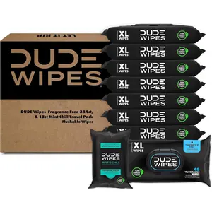 Wipes - Flushable Wipes - Unscented 8 Pack + Mint Travel Pack, 402 Wipes - Extra Large Dispenser Wet Wipes with Vitamin E & Aloe For Men - Septic and Sewer Safe