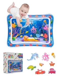 Tummy time mat with Vibrant Colors for Baby 0 6 9 12 18 Month Old | Inflatable Tummy time Water Play mat Supports Sensory Development, Strengthen Muscles