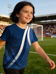 White Diagonal Stripe Dot Pattern Breathable, light, and comfortable short sleeve T-shirt fashion machine washable casual children's wear essential for outdoor sports polyester Comfort training sports quick-dry for summer