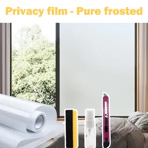 Window Privacy Film, Frosted Glass Decorative Cover for Day & Night Privacy, Static Cling No Glue UV Blocking Tint for Heat Control
